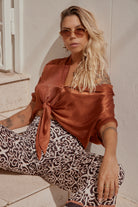 Elastic pattern bohemian pants