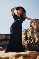 long bohemian black dress