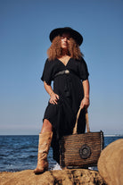 long bohemian black dress