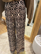 Elastic pattern bohemian pants